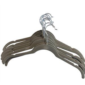 Set Of 10 Platinum Velvet Non-Slip Hangers With Chrome Hooks